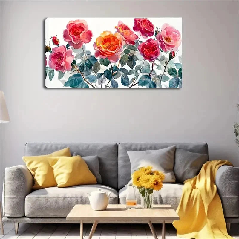 Presents A Set Of Charming Rose Wall Art Canvas Office Home Room Framed 120x60cm