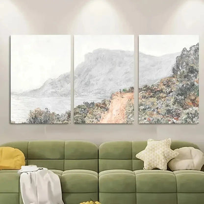 3pcs Vintage Mountain Landscape Metal Print Ready to Hang Art