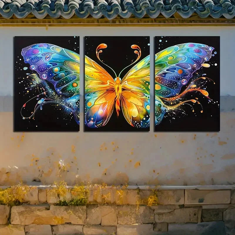 3pcs Vibrant Beautiful Butterfly Design Metal Print Ready to Hang Art - Bella Home Decor