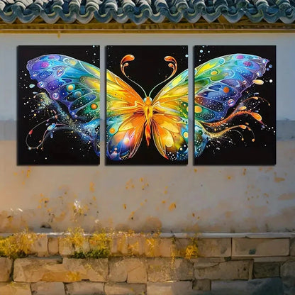 3pcs Vibrant Beautiful Butterfly Design Metal Print Ready to Hang Art - Bella Home Decor