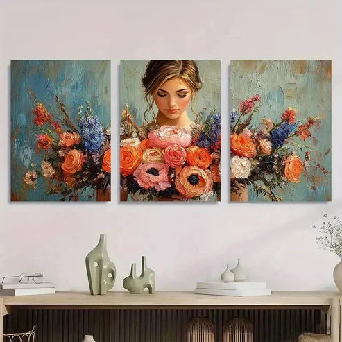 3pcs bridal bouquet elegant bridal Wall Art Set Canvas Unframed - High Quality Print 100% Australian Made Wall Canvas - Bella Home Decor