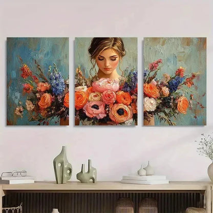 3pcs bridal bouquet elegant bridal Wall Art Set Canvas Unframed - High Quality Print 100% Australian Made Wall Canvas - Bella Home Decor