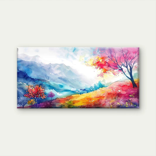 Colorful Landscape With Trees Wall Art Canvas Office Home Room Framed 120x60cm