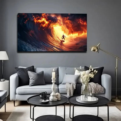 Adventurous Surfer Riding Wall Art canvas office home room framed 120x60cm