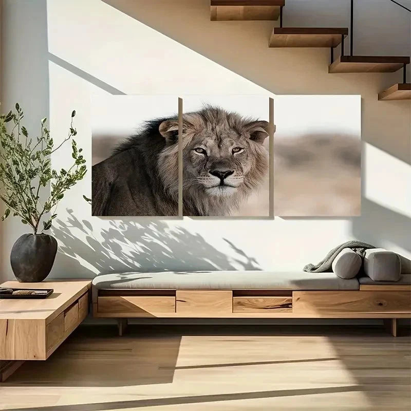 3pcs Cocoa Brown & Beige Wildlife Metal Print Ready to Hang Art - Bella Home Decor