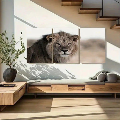 3pcs Cocoa Brown & Beige Wildlife Metal Print Ready to Hang Art - Bella Home Decor