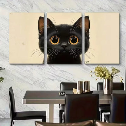 3pcs Cat Print, Cute Quirky Metal Print Ready to Hang Art - Bella Home Decor