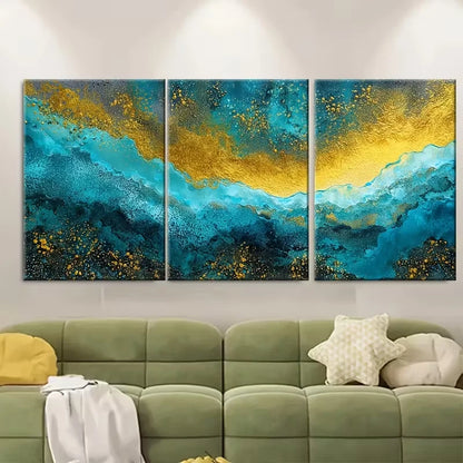 3pcs Abstract Coastal Seascape Sunrise Painting Metal Print Ready to Hang Art - Bella Home Decor