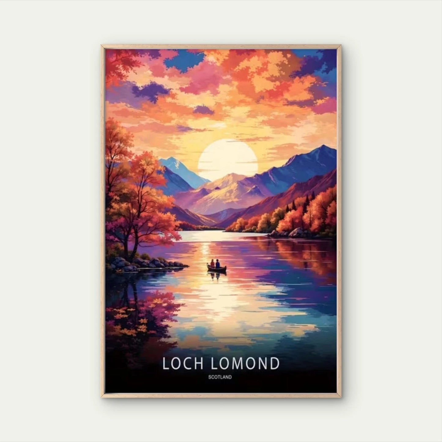 Loch Lomond Lake Scotland Sunset Travel Poster Print Wall Art