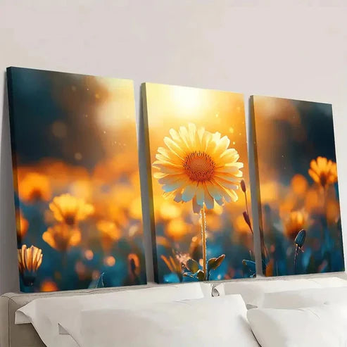 3pcs Dandelion Field Painting FH Wall Art Set Canvas Unframed - High Quality Print 100% Australian Made Wall Canvas - Bella Home Decor