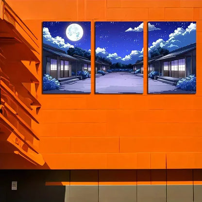 3pcs Dark Clouds and Moon Night Sky Wall Art Canvas Unframed - High Quality Print 100% Australian Made Wall Canvas - Bella Home Decor