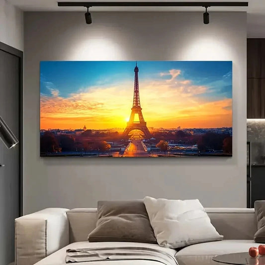 Sunset Eiffel Tower Paris wall canvas office home room framed 120x60cm - Bella Home Decor