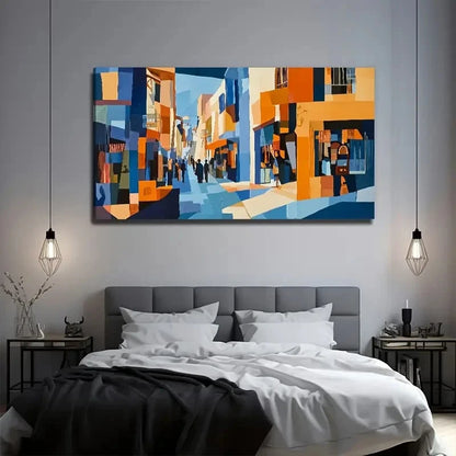 Cubism Street Modern Cost Wall Art Canvas Office Home Room Framed 120x60cm