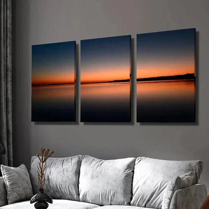 3pcs Sunset Reflection on Water Surface Wall Art Canvas Unframed - High Quality Print 100% Australian Made Wall Canvas