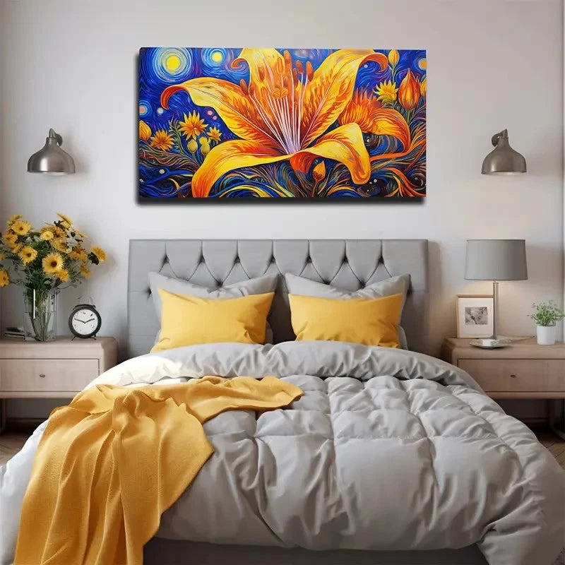 A Large Lily Suitable Wall Art Canvas Office Home Room Framed 120x60cm