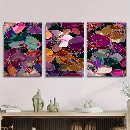 3pcs Blooming Orchids in Vibrant Colors Wall Art Set Canvas Framed 60x90cm - High Quality Print 100% Australian Made Wall Canvas Ready to Hang - Bella Home Decor