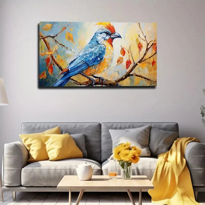 Autumn Leaves & Bird Wall Art Canvas Office Home Room Framed 120x60cm