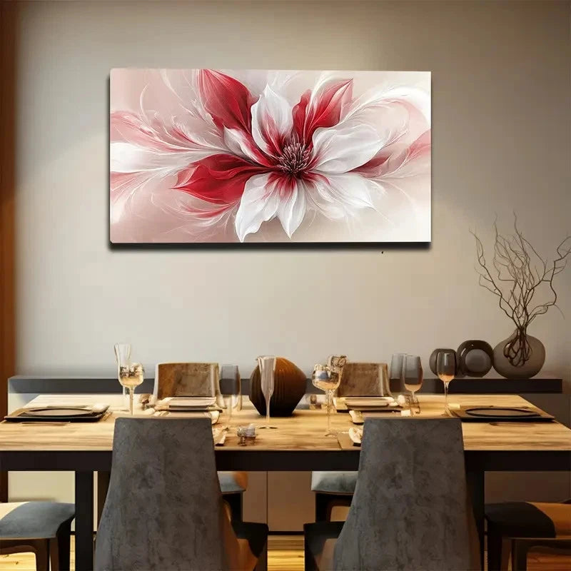 Minimalist Red and White Wall Art canvas office home room framed 120x60cm