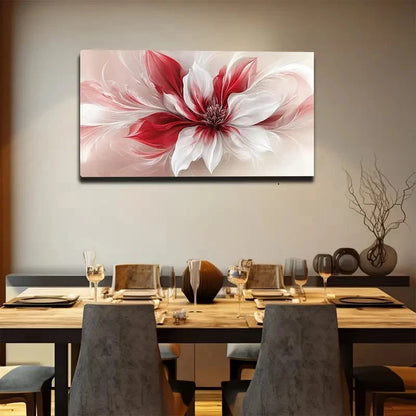 Minimalist Red and White Wall Art canvas office home room framed 120x60cm