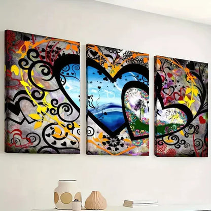 3pcs Graffiti style fashion love decoration Wall Art Canvas Unframed - High Quality Print 100% Australian Made Wall Canvas