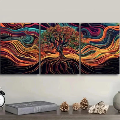 3pcs Psychedelic Tree Of Life Design Wall Art Set Canvas Framed 50x70cm - High Quality Print 100% Australian Made Wall Canvas Ready to Hang - Bella Home Decor