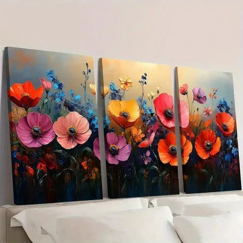 3pcs Original Floral Land Colorful Bright ML Wall Art Set Canvas Unframed - High Quality Print 100% Australian Made Wall Canvas - Bella Home Decor