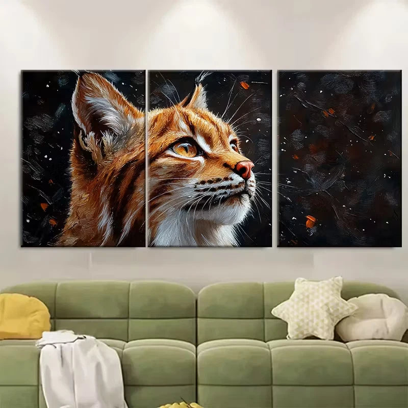 3pcs Lynx Portrait Metal Print Ready to Hang Art