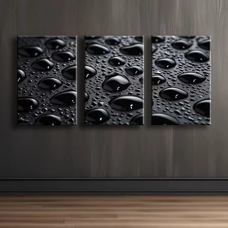 3pcs Black background Water Drop Wall Art Set Canvas Framed 60x90cm - High Quality Print 100% Australian Made Wall Canvas Ready to Hang