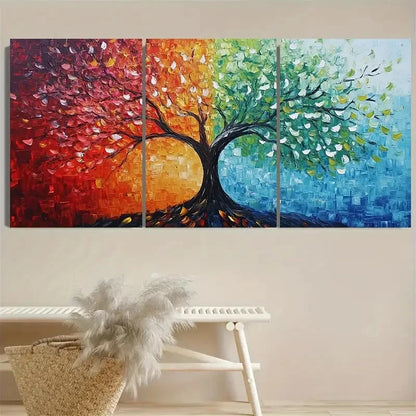 3pcs Colorful Four-Season Tree Design Wall Art Set Canvas Framed 40x60cm - High Quality Print 100% Australian Made Wall Canvas Ready to Hang - Bella Home Decor
