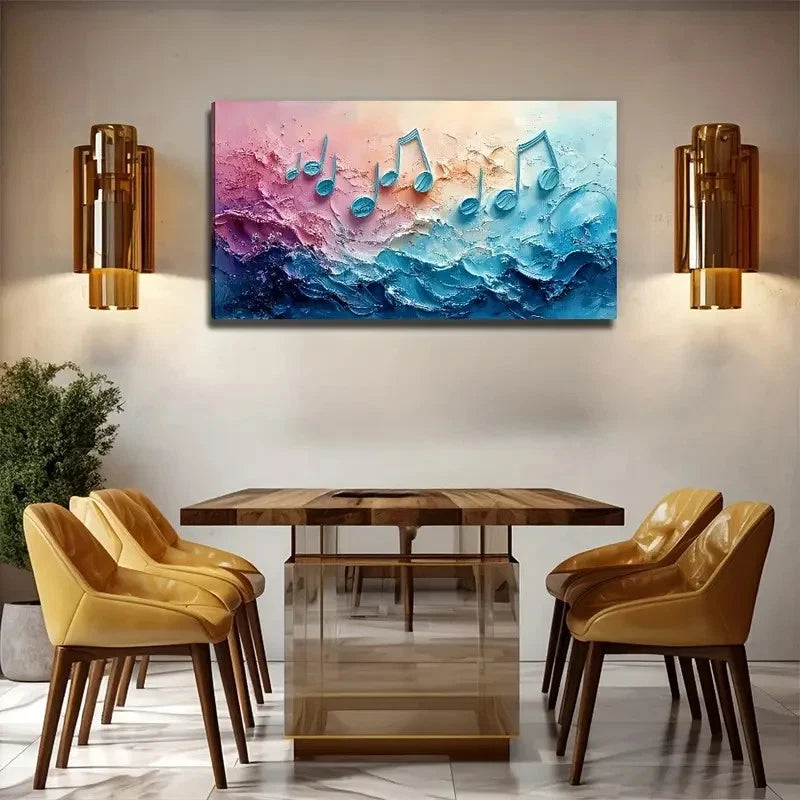 Acrylic Flowers Musical Notes Wall Art Canvas Office Home Room Framed 120x60cm
