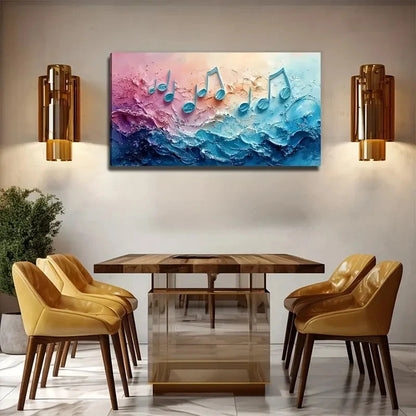 Acrylic Flowers Musical Notes Wall Art Canvas Office Home Room Framed 120x60cm