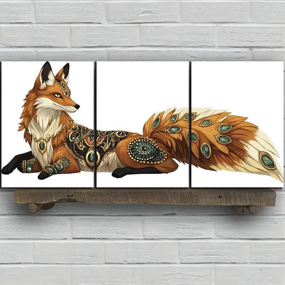 3pcs Beautiful Red Fox Big Tail Metal Print Ready to Hang Art - Bella Home Decor