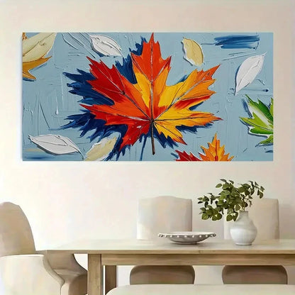 Vibrant Autumn Maple Leaf Wall Art Canvas Office Home Room Framed 120x60cm