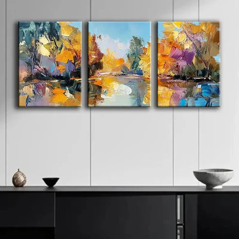 3pcs Luxurious Golden Abstract Wall Art Canvas - High Quality Print 100% Australian Made Wall Canvas