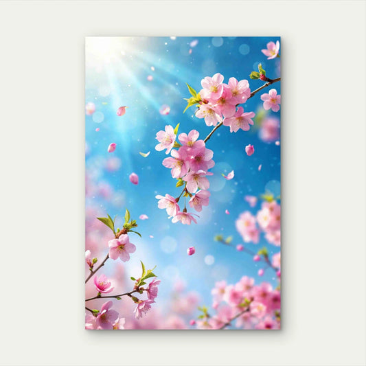 Spring Flowers Fly Blue Sky 40x60cm Metal Print Ready to Hang