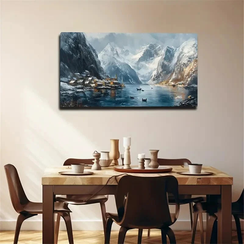 Snow Mountain Flowing Wall Art Canvas Office Home Room Framed 120x60cm