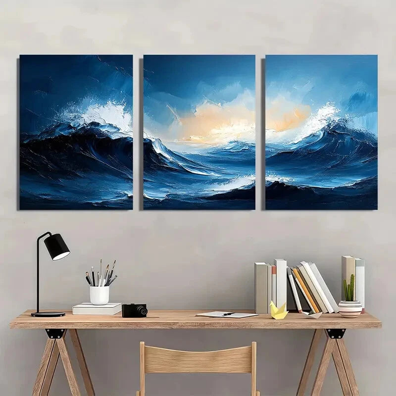 3pcs Minimalist Textured Abstract Painting Metal Print Ready to Hang Art - Bella Home Decor