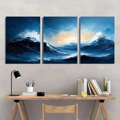 3pcs Minimalist Textured Abstract Painting Metal Print Ready to Hang Art - Bella Home Decor