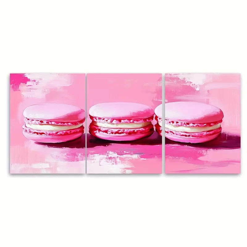 3pcs Abstract Pink Macaron Painting Metal Print Ready to Hang Art - Bella Home Decor