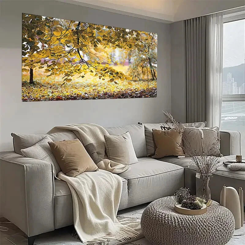 Autumn Leaf Vibrant Golden Wall Art wall canvas office home room framed 120x60cm - Bella Home Decor