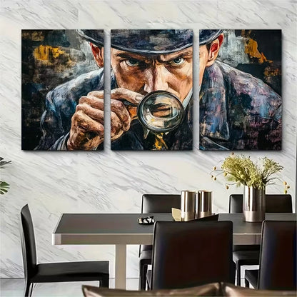 3pcs Classic Detective Mystery Art Metal Print Ready to Hang Art - Bella Home Decor