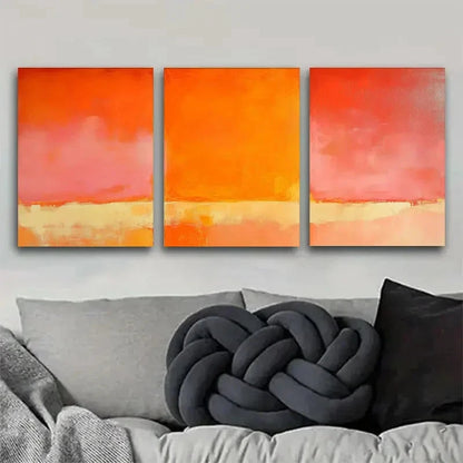 3pcs Abstract Sunset Gradient Pink to Orange Metal Print Ready to Hang Art - Bella Home Decor