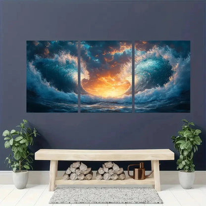 3pcs Underwater Scene Blue Ocean Aesthetic Metal Print Ready to Hang Art