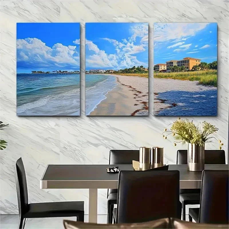 3pcs Vibrant Florida Coastal Landscape Perfect Wall Art Set Canvas Framed 50x70cm - High Quality Print 100% Australian Made Wall Canvas Ready to Hang