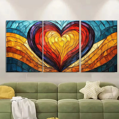 3pcs Continuous Line Heart Metal Print Ready to Hang Art - Bella Home Decor