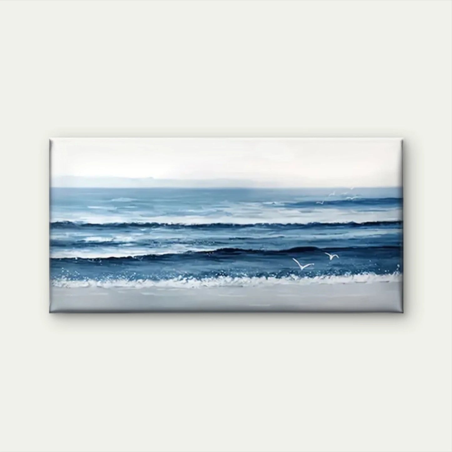 Beach Scene Blue Wave Wall Art Canvas Office Home Room Framed 120x60cm