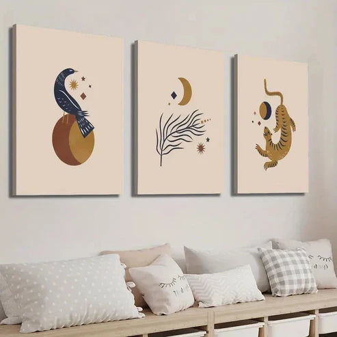 3pcs Mystical Animals & Celestial Wall Art Set Canvas Unframed - High Quality Print 100% Australian Made Wall Canvas