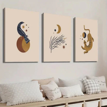 3pcs Mystical Animals & Celestial Wall Art Set Canvas Unframed - High Quality Print 100% Australian Made Wall Canvas