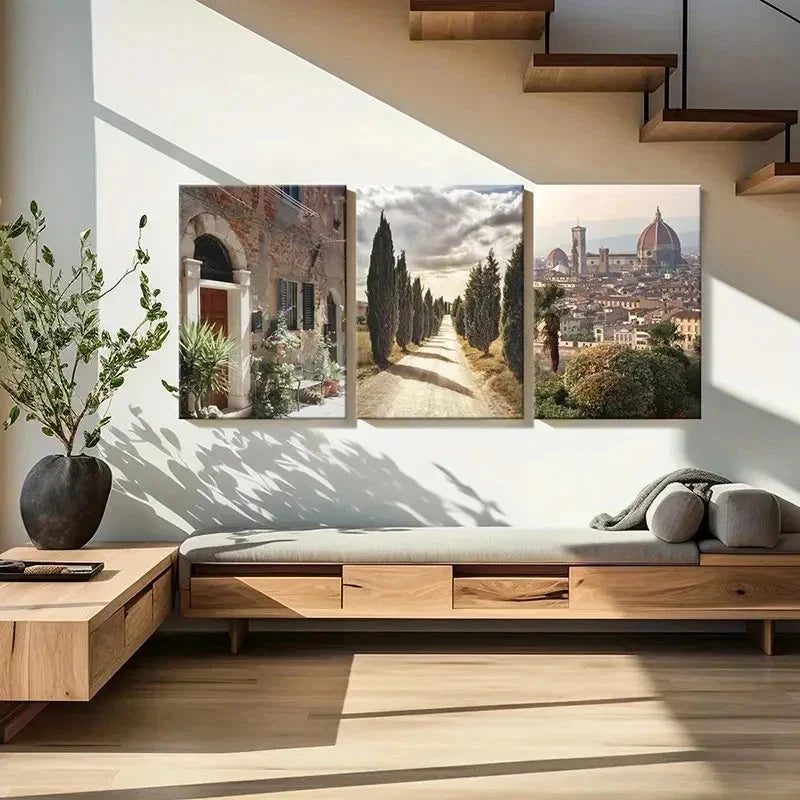 3pcs Florence Baldini Garden Art Painting Wall Art Set Canvas Framed 50x70cm - High Quality Print 100% Australian Made Wall Canvas Ready to Hang
