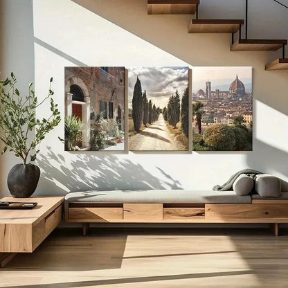 3pcs Florence Baldini Garden Art Painting Wall Art Set Canvas Framed 50x70cm - High Quality Print 100% Australian Made Wall Canvas Ready to Hang